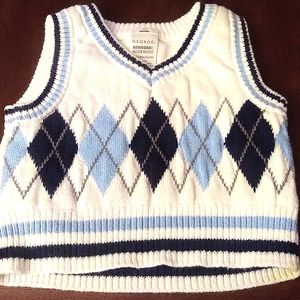 Newborn Navy/Carolina Blue & White Boys Sweater Vest